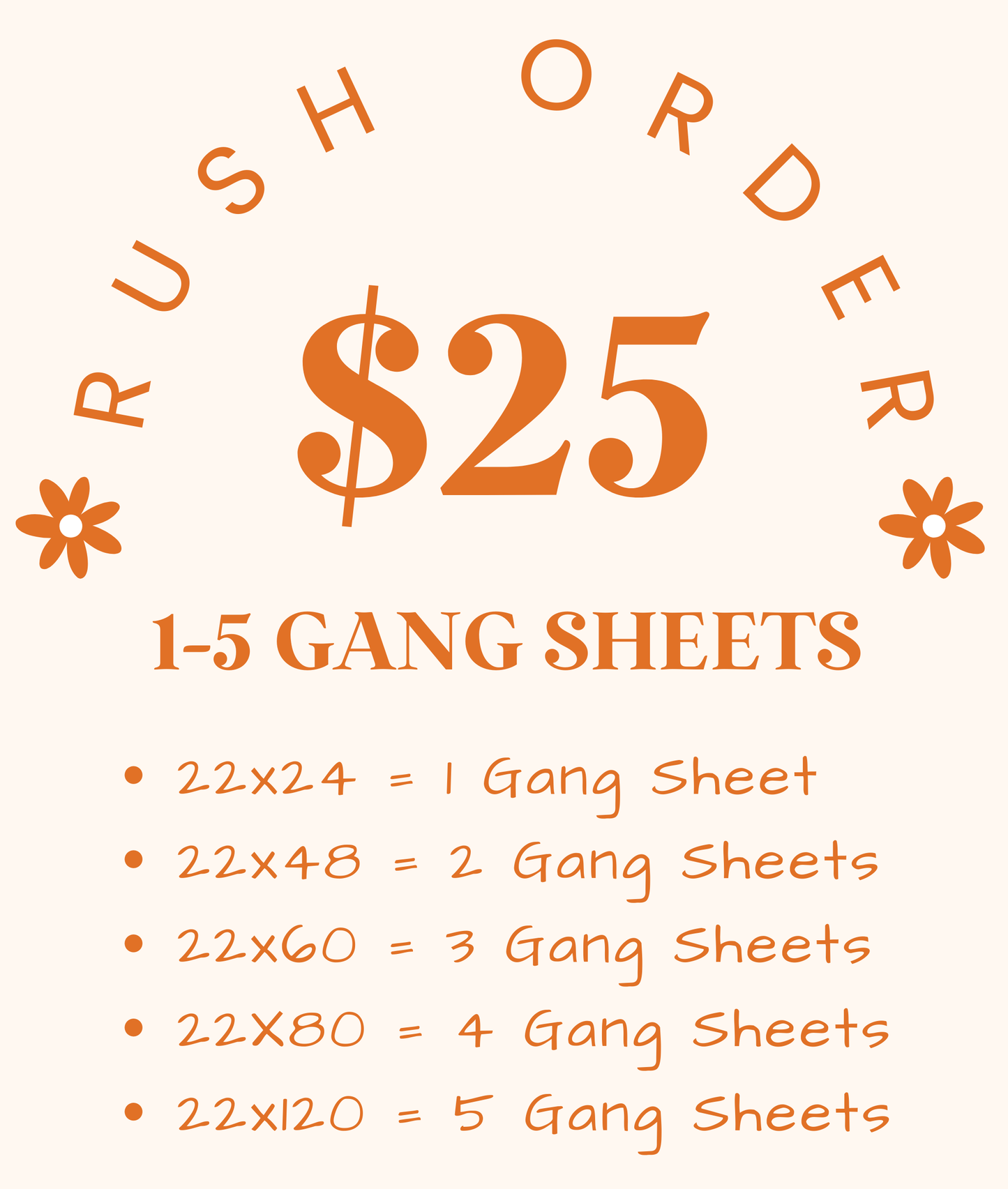 RUSH FEE: 1-5 GANG SHEETS