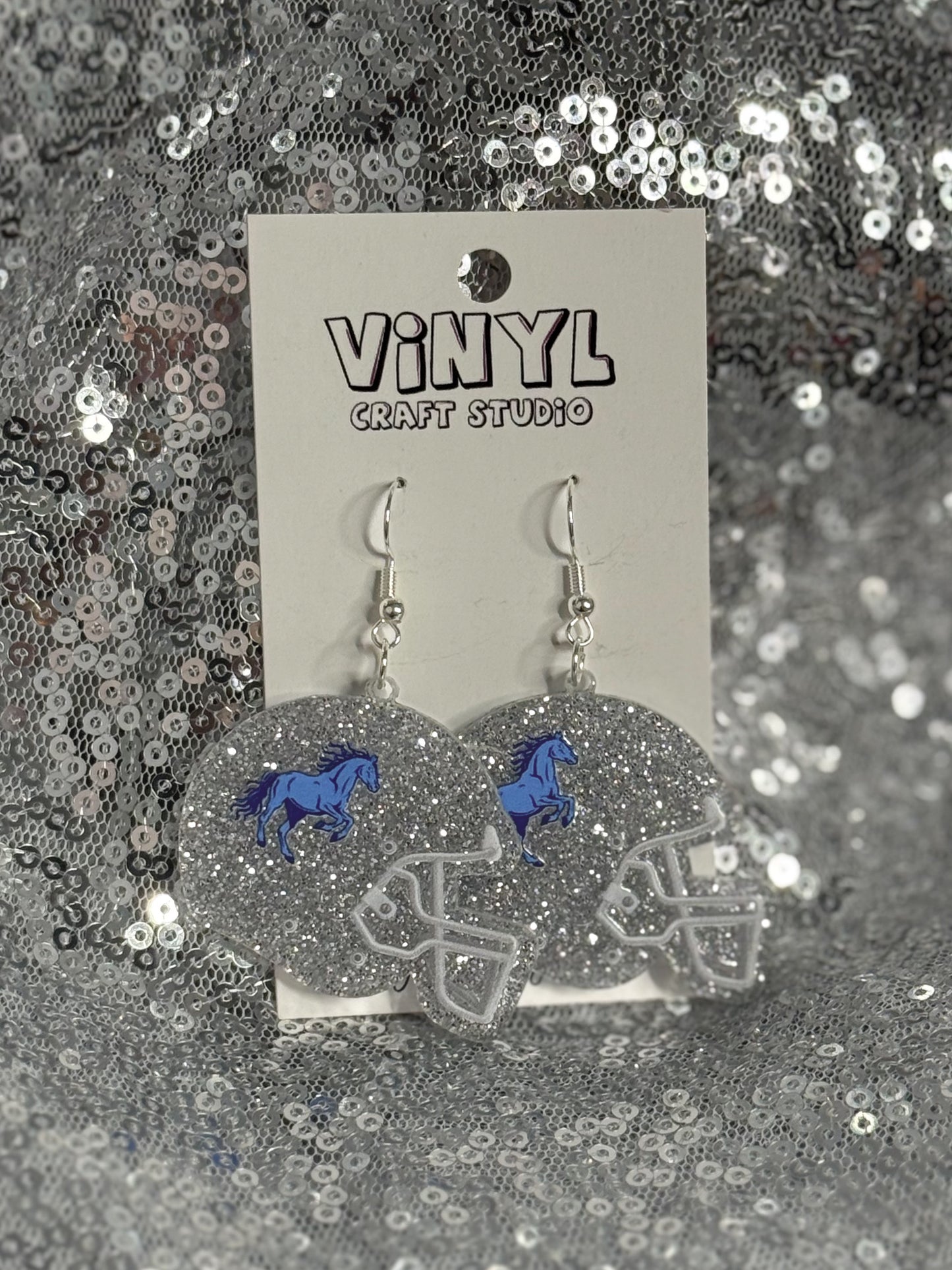 Folks Silver Glitter Helmet Earrings