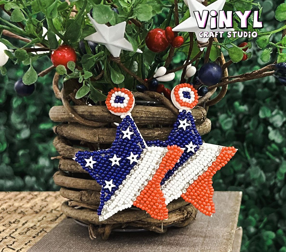 American Flag Beaded Star