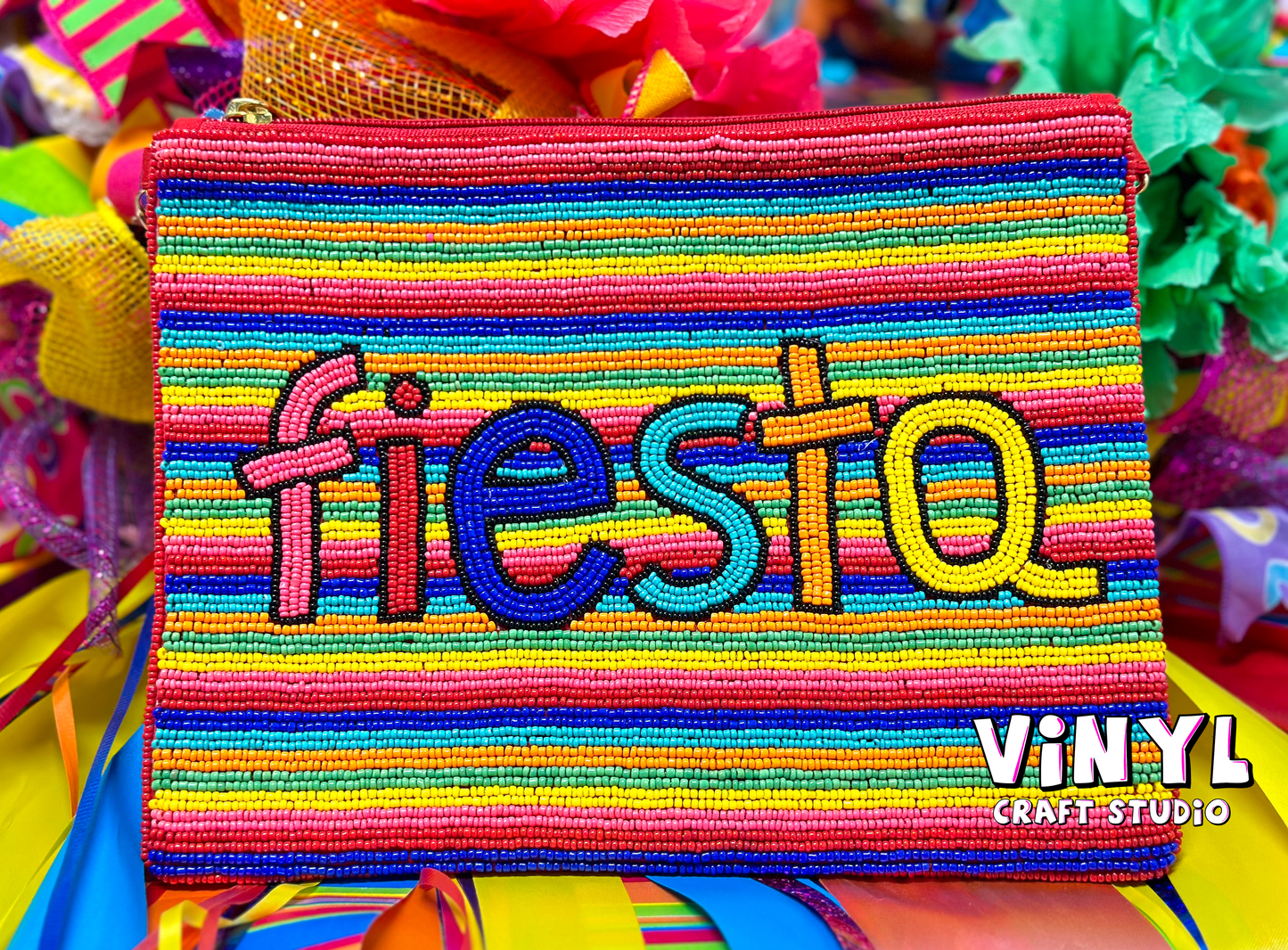 Serape Beaded Stripe "fiesta" Crossbody with Gold Chain