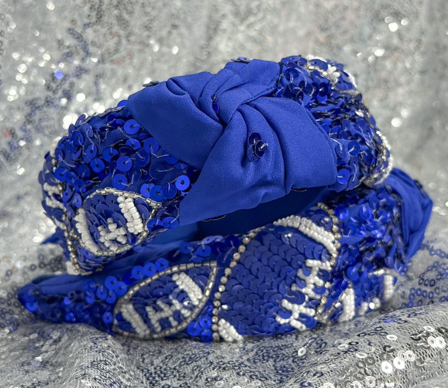 Headband - Blue Football Beaded