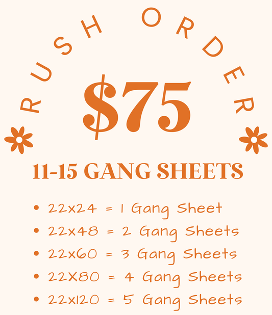 RUSH FEE: 11-15 GANG SHEETS
