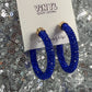 Blue Bling Hoop Earrings