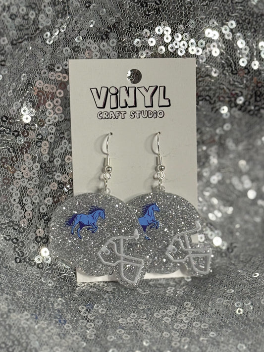 Folks Silver Glitter Helmet Earrings