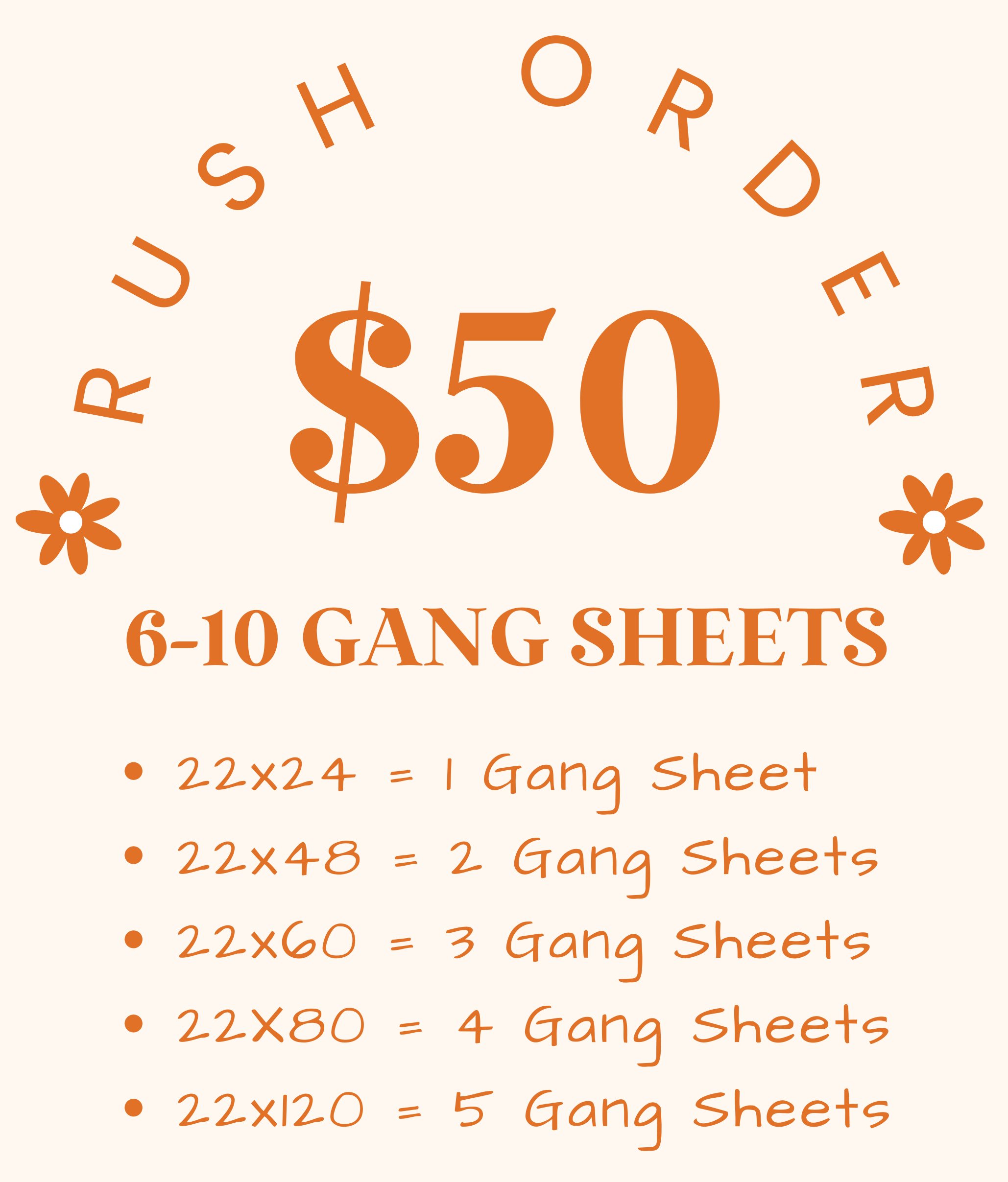 RUSH FEE: 6-10 GANG SHEETS) – Vinyl Craft Studio