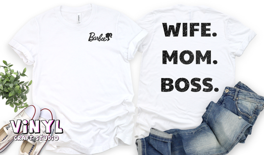 640.) Wife. Mom. Boss. - Black Glitter