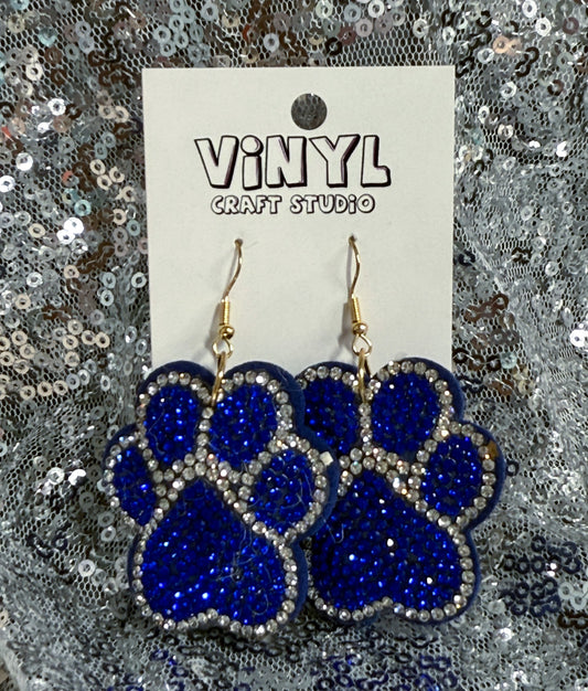 Paw Puff - Blue Bling Earrings